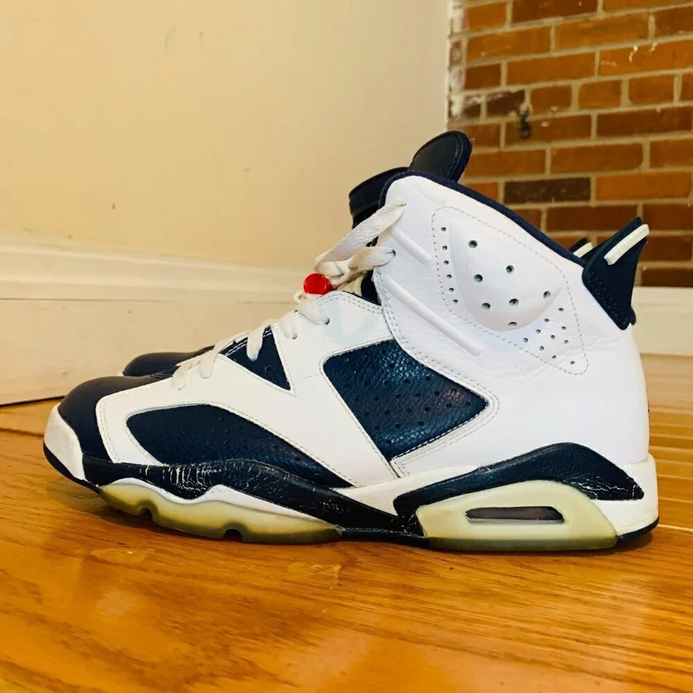 Jordan Retro 6 V1 Retro Olympic 2012 White Blue Size 11 Sneakers 38464-130